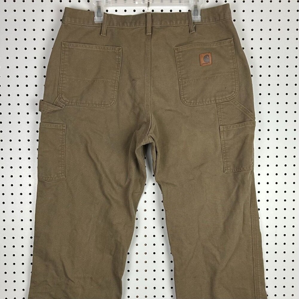 Carhartt Carpenter Pants 36x32 B11 CBR Brown Green‎ Distressed Faded Work Wear - Picture 2 of 8